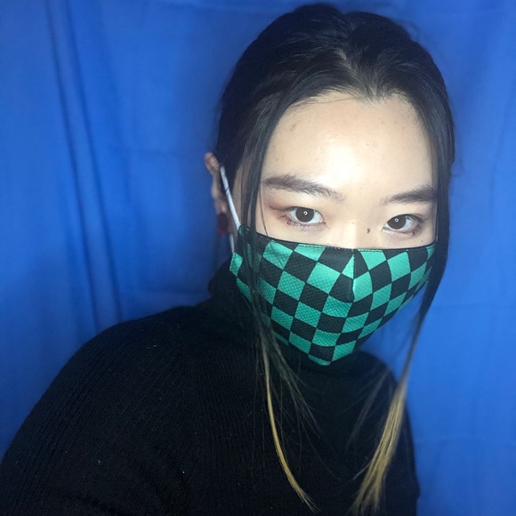 Tanjiro Mask Green Black Reusable Face Mask - Picture 4 of 6